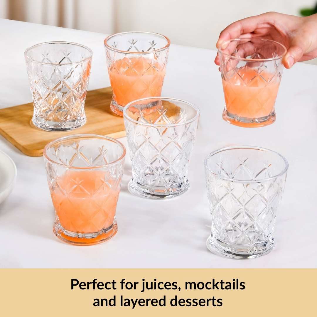 Diamond Cut Drinking Glass Set Of 6 245ml - Image 5