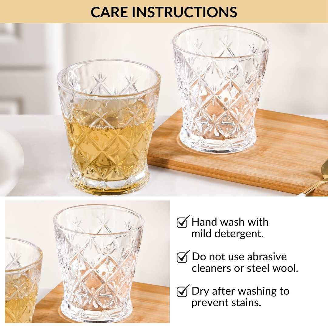 Diamond Cut Drinking Glass Set Of 6 245ml - Image 6