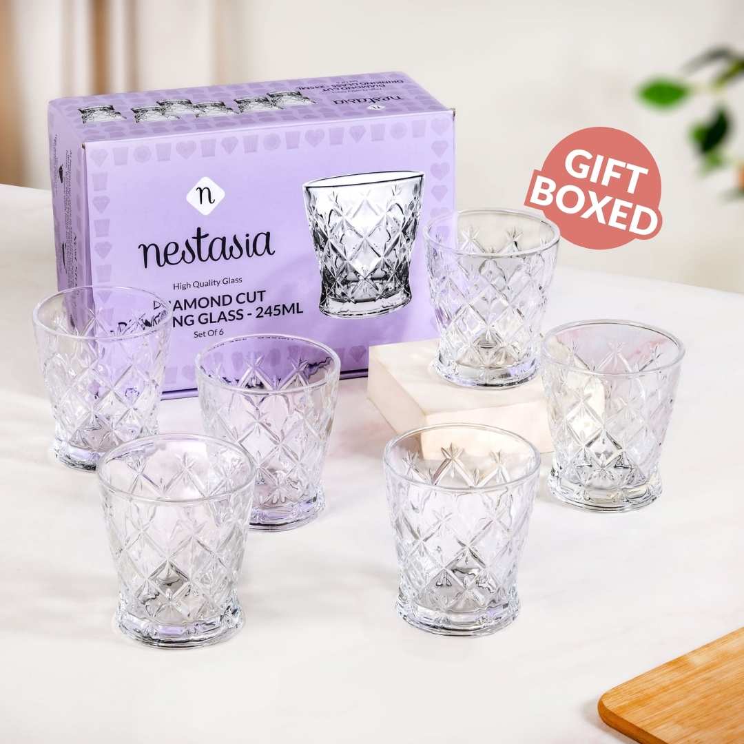 Diamond Cut Drinking Glass Set Of 6 245ml - Image 7
