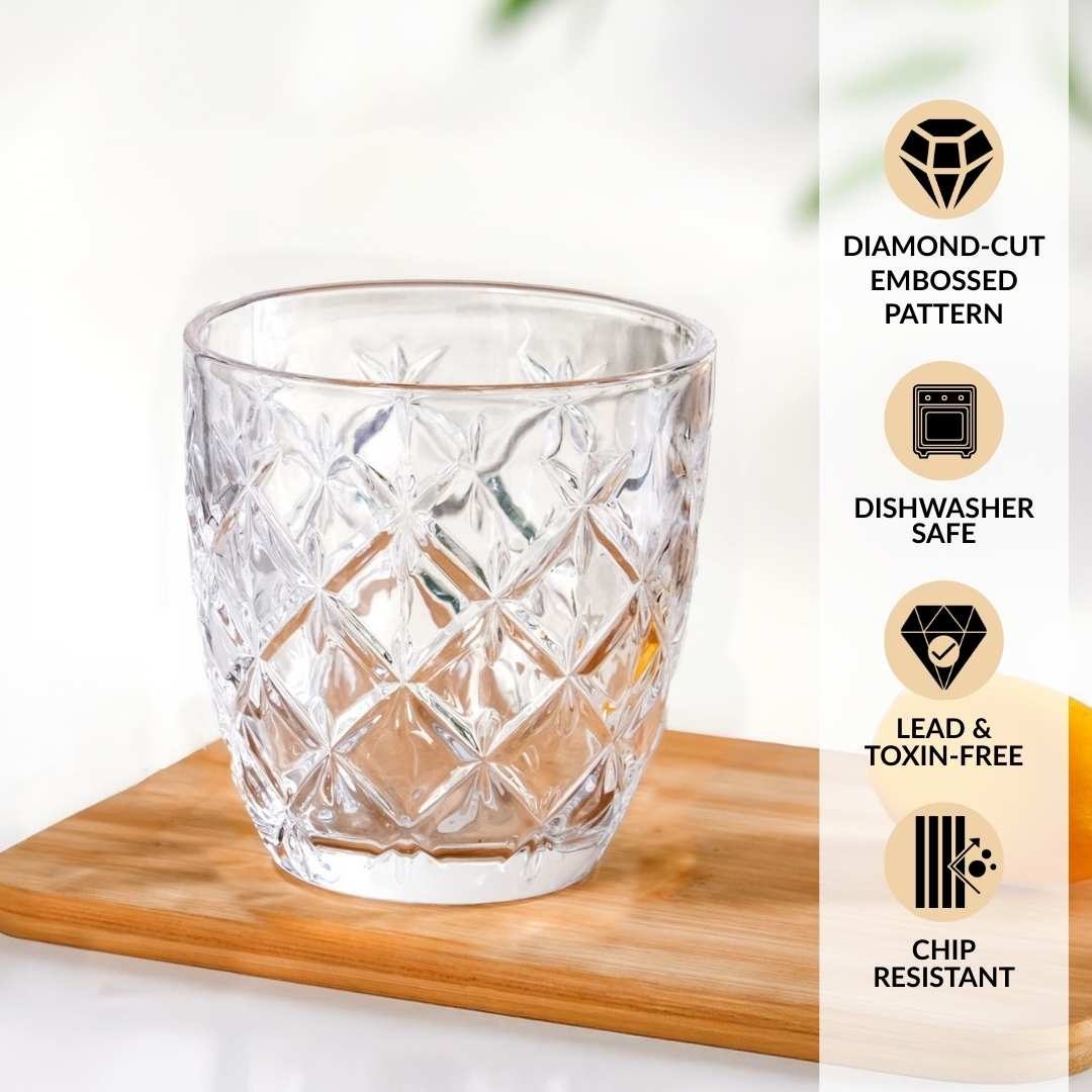 Diamond Cut Glass Tumbler Set Of 6 260ml - Image 3