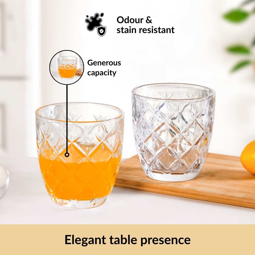 Diamond Cut Glass Tumbler Set Of 6 260ml - Image 4