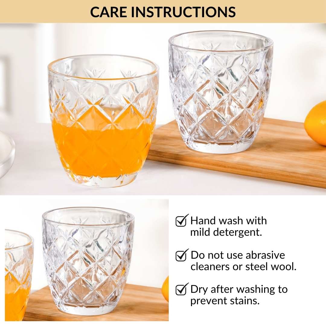 Diamond Cut Glass Tumbler Set Of 6 260ml - Image 7