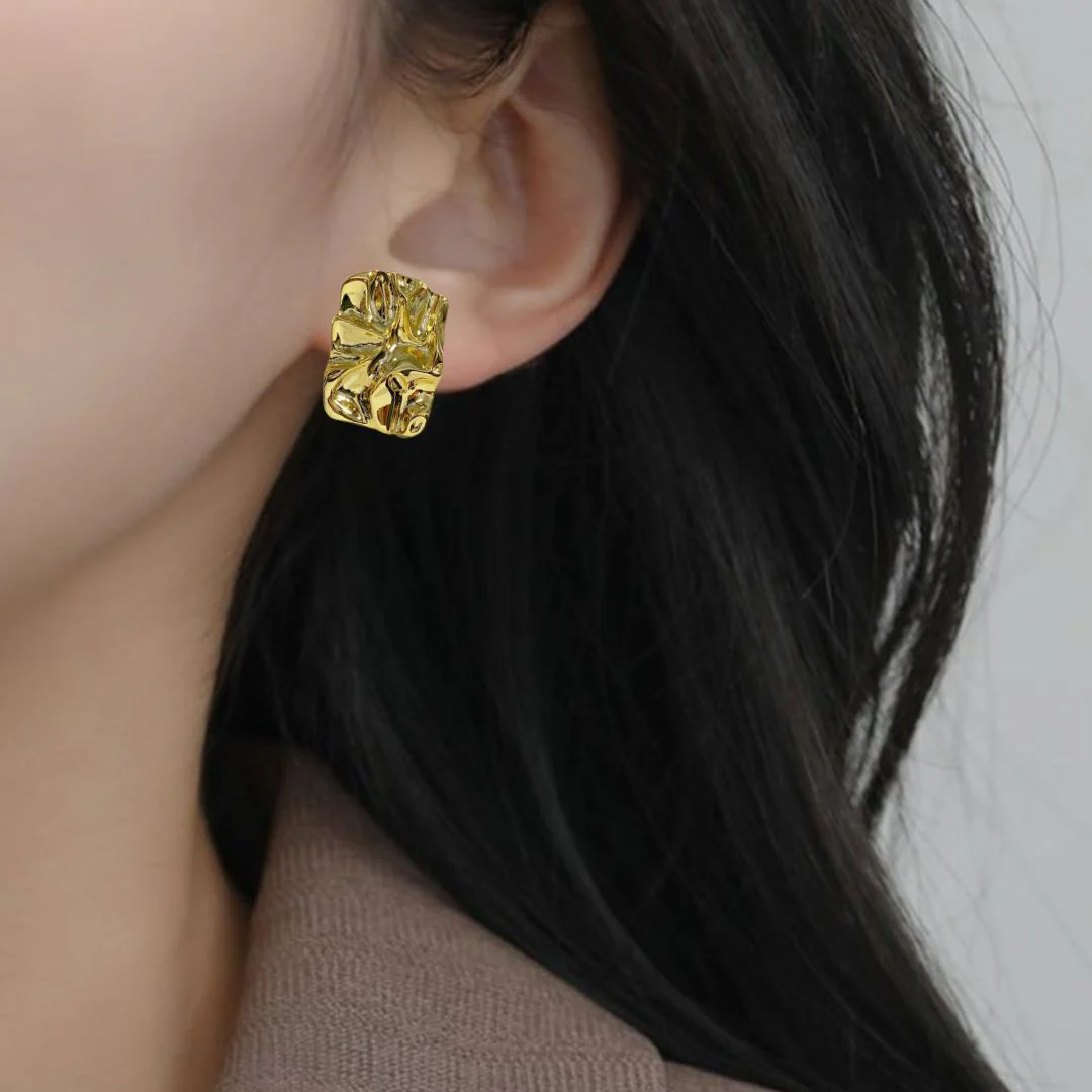 Distressed Gold Drop Earrings - Image 5
