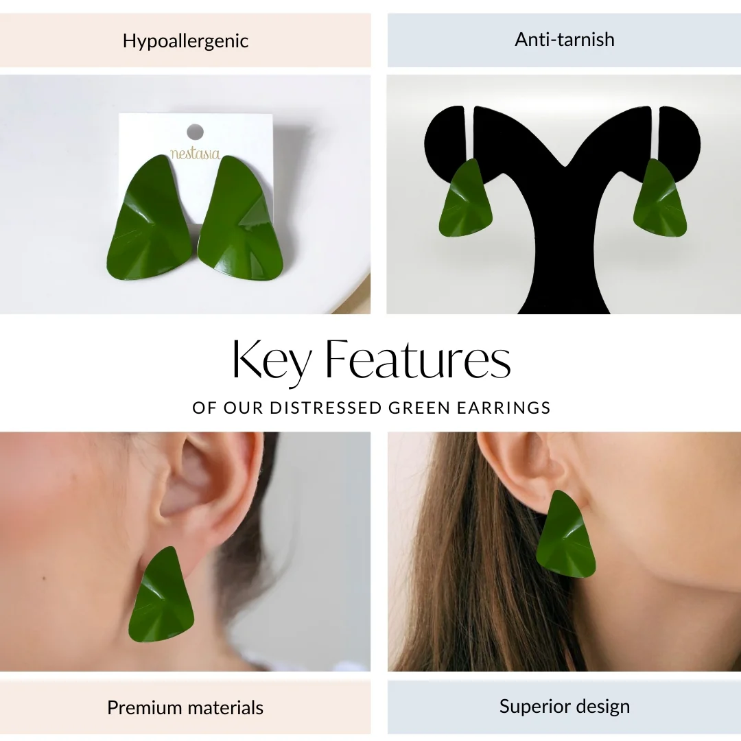 Distressed Green Earrings - Image 4