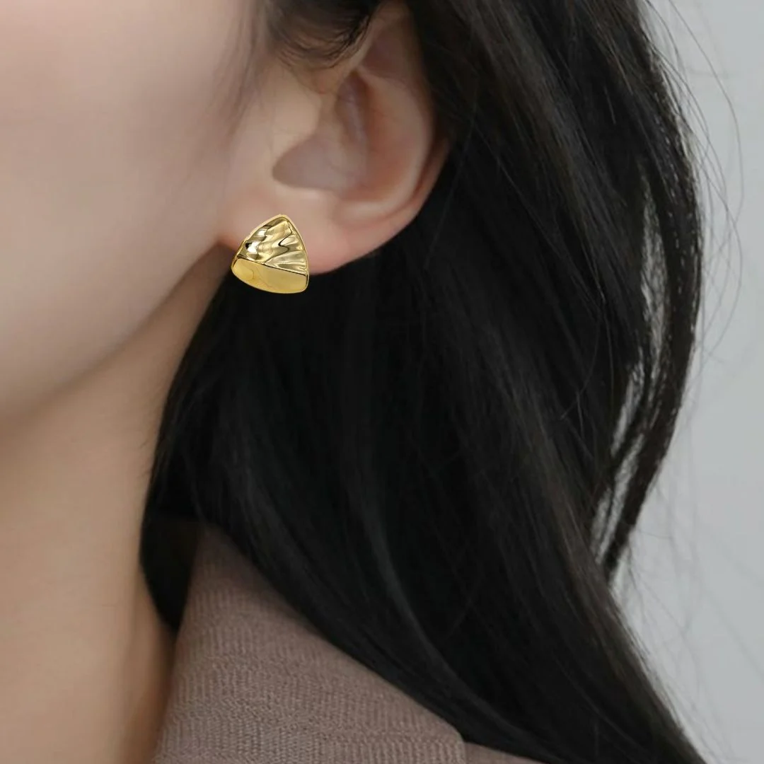 Distressed Metal Gold Studs - Image 5