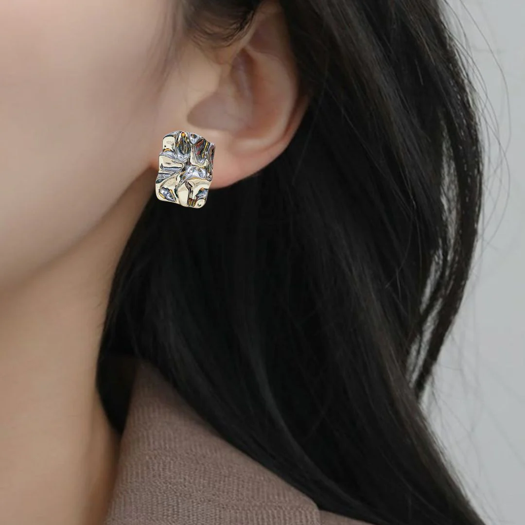 Distressed Silver Drop Earrings - Image 5
