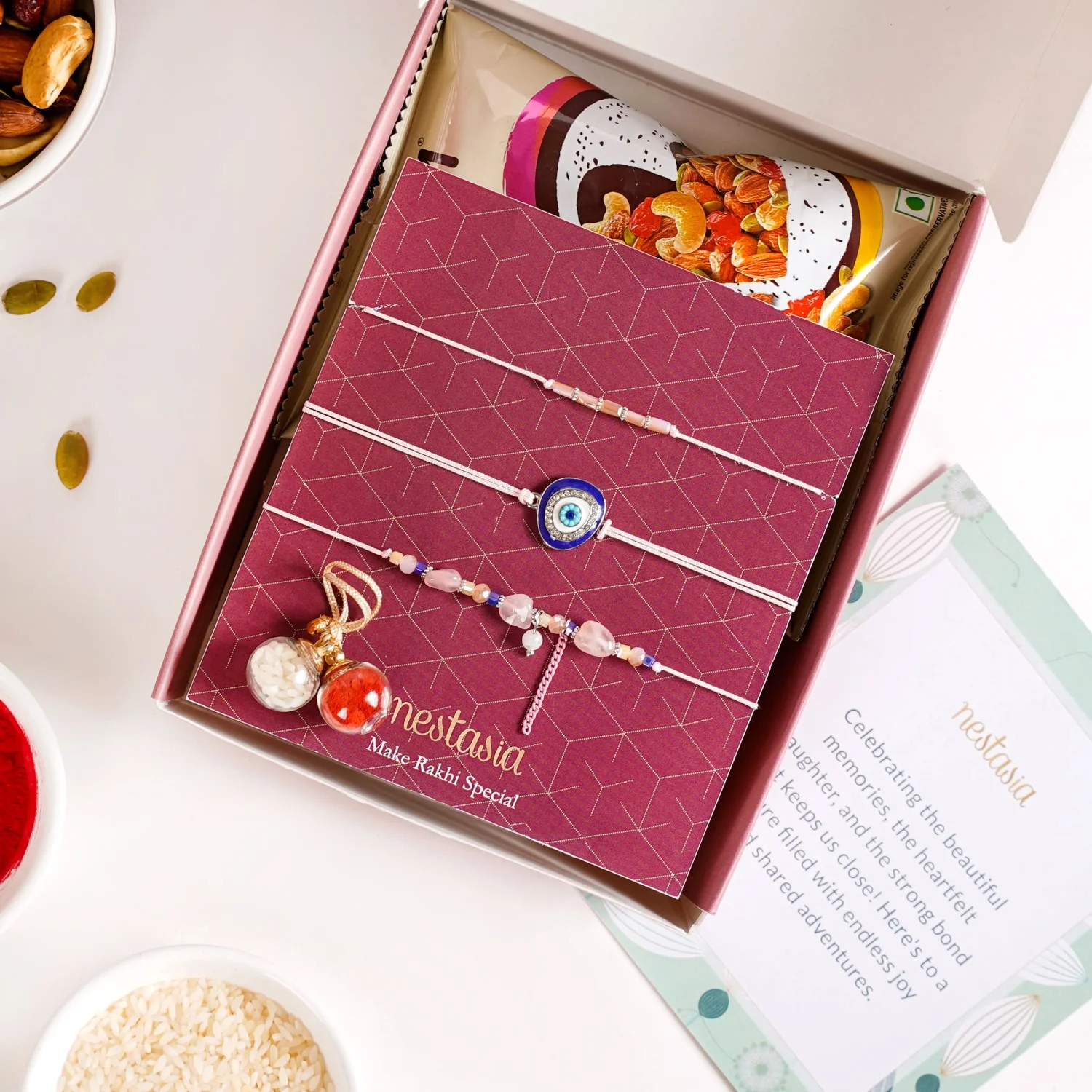 Divine Protection Rakhi Hamper Set Of 5 With Card And Gift Box - Image 2
