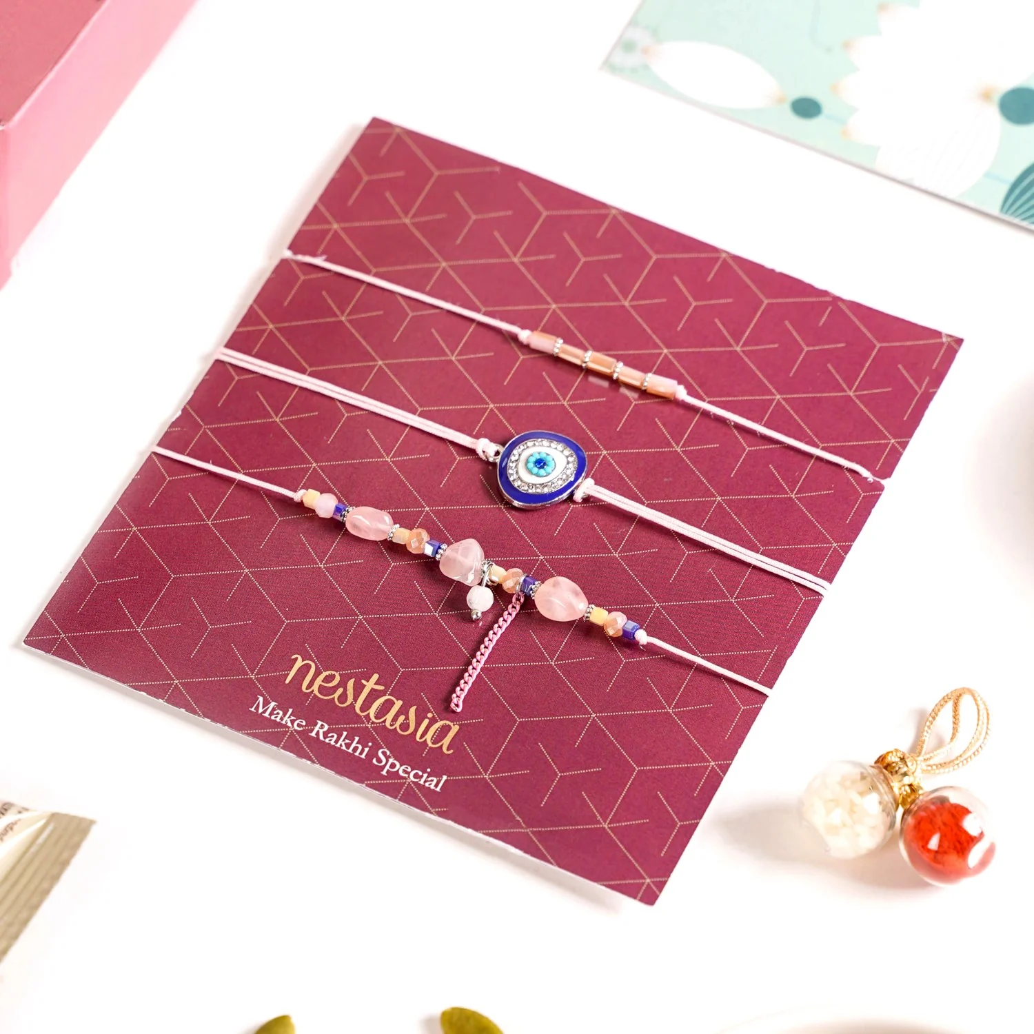 Divine Protection Rakhi Hamper Set Of 5 With Card And Gift Box - Image 3