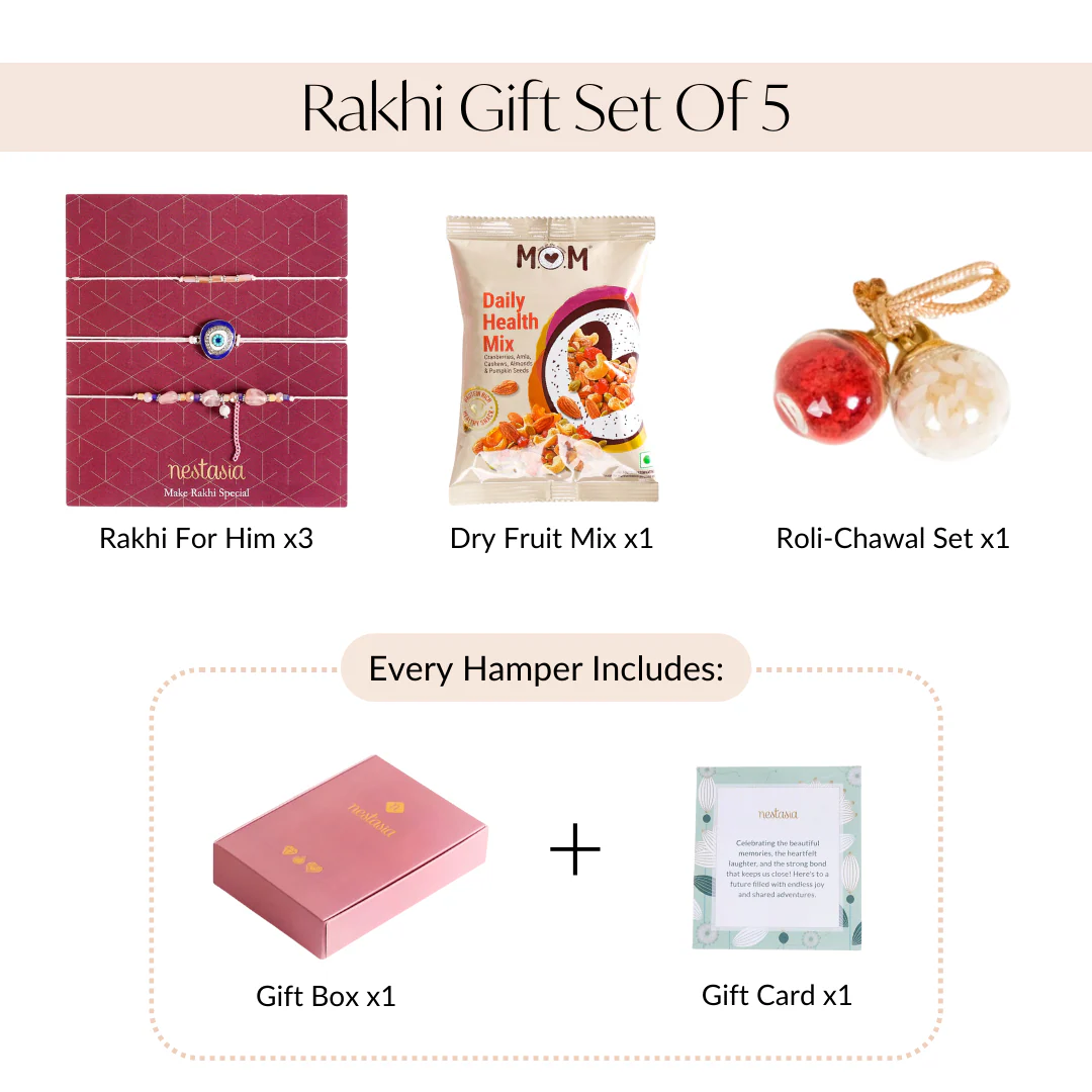 Divine Protection Rakhi Hamper Set Of 5 With Card And Gift Box - Image 7