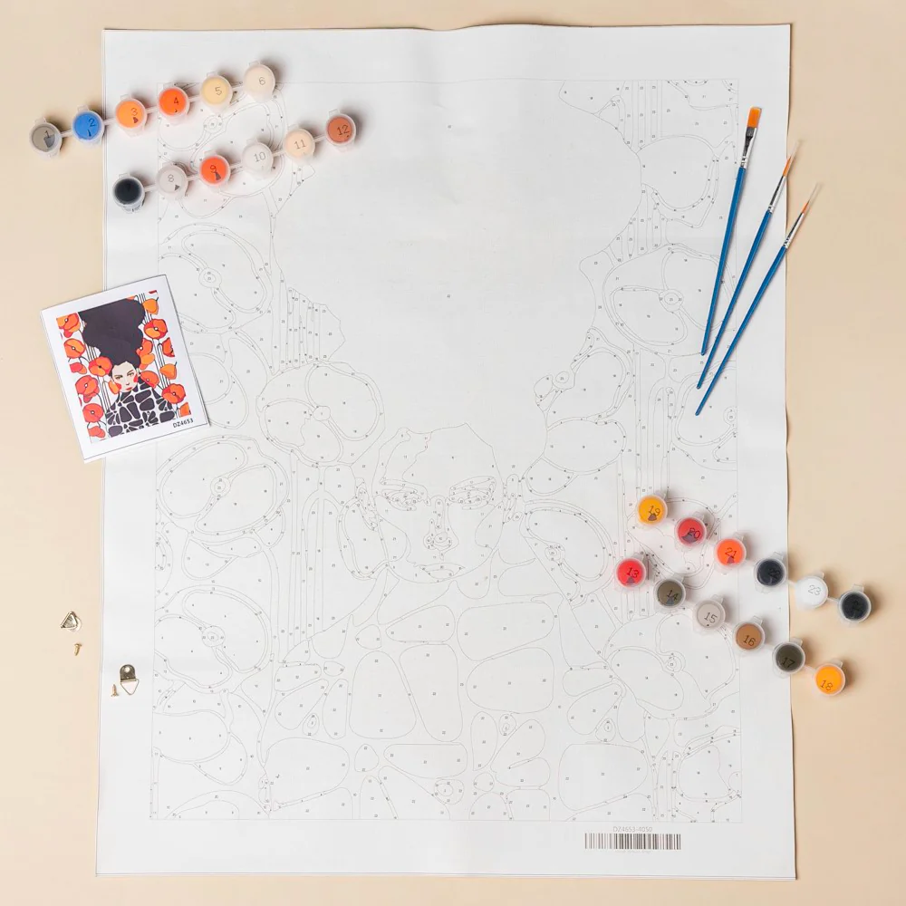 DIY Painting By Numbers Kit Girl With Poppy - Image 2