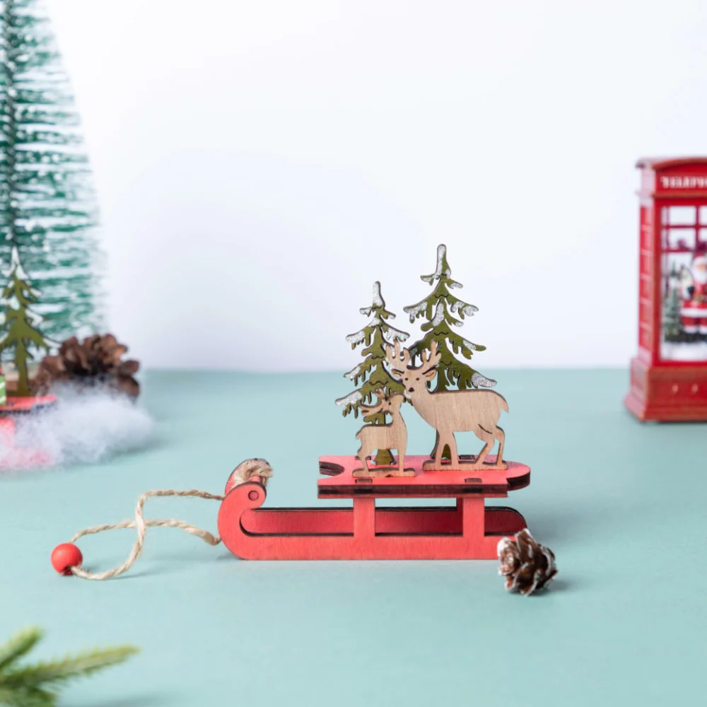 DIY Reindeer Sleigh Wooden Ornament