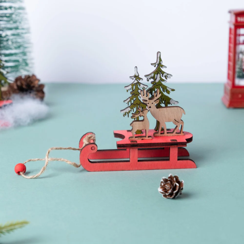 DIY Reindeer Sleigh Wooden Ornament - Image 5