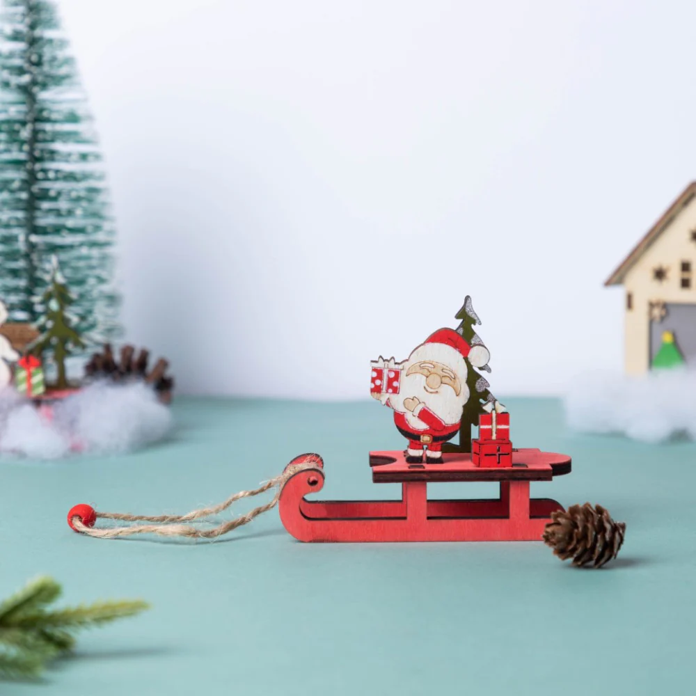 DIY Santa Sleigh Wooden Ornament