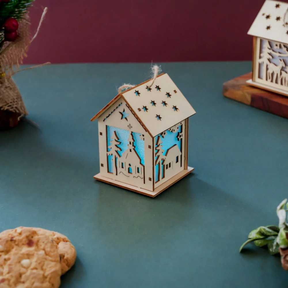 DIY Wooden House LED Christmas Decor Small - Image 5