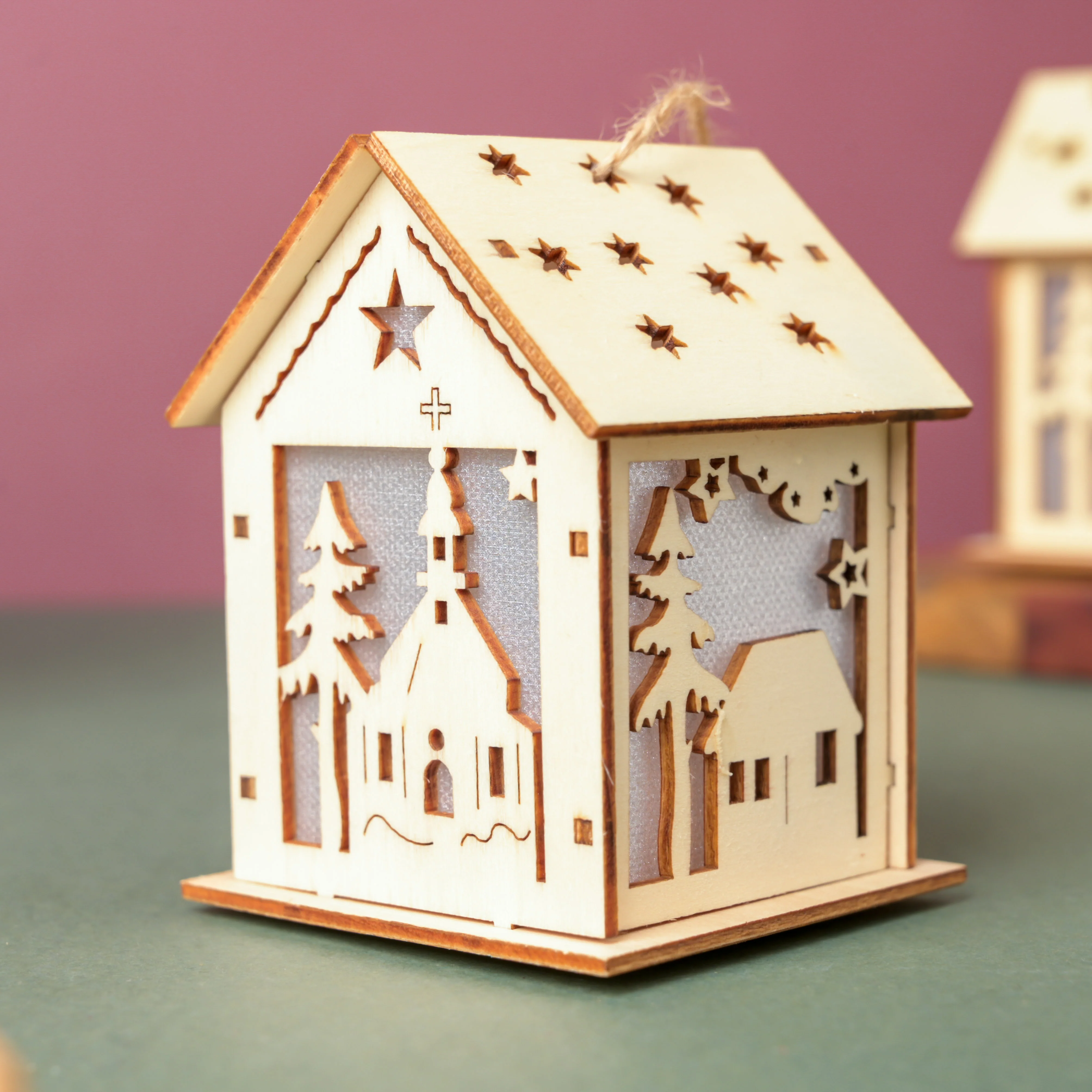 DIY Wooden House LED Christmas Decor Small - Image 6