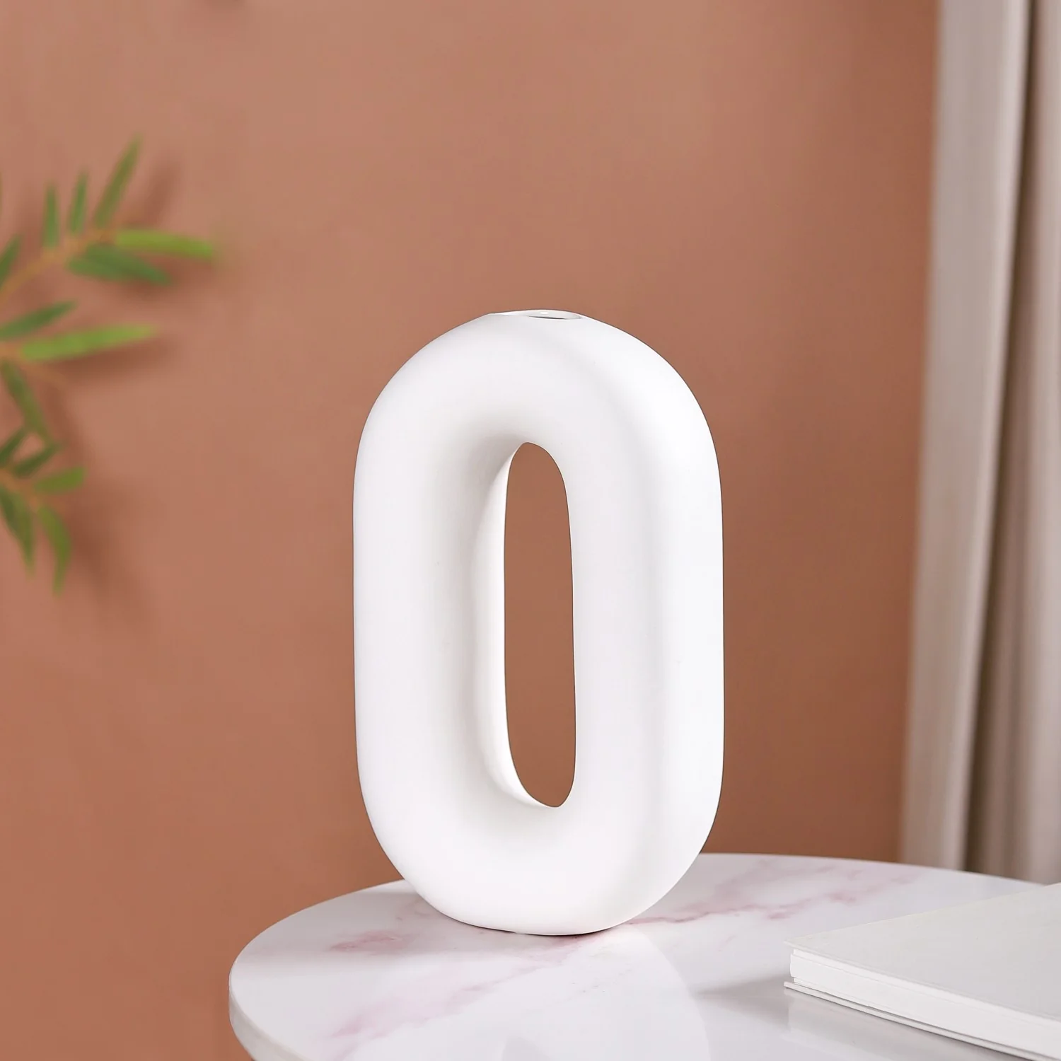 Donut Oval Ceramic Vase White - Image 3