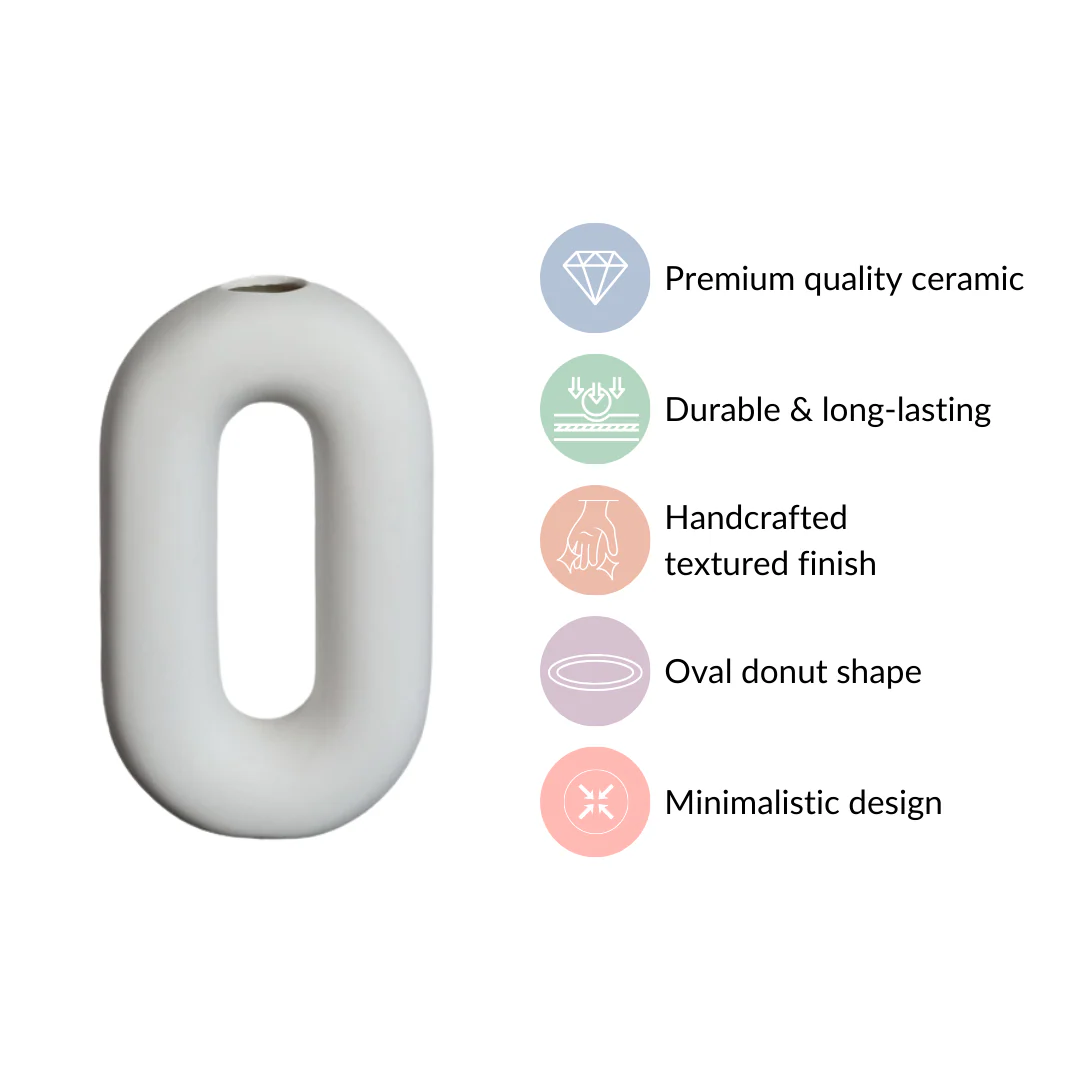 Donut Oval Ceramic Vase White - Image 5