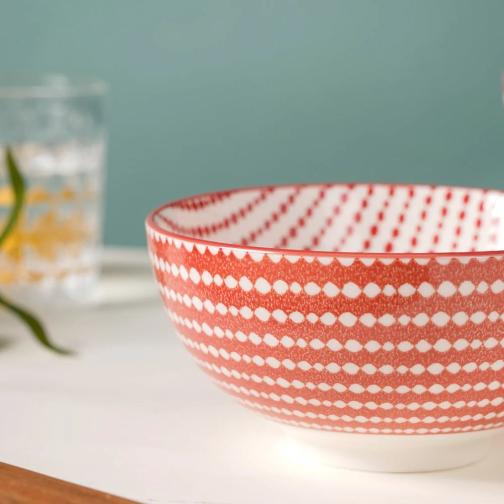 Dots Patterned Snack Bowl Set Of 2 Red 500ml - Image 8