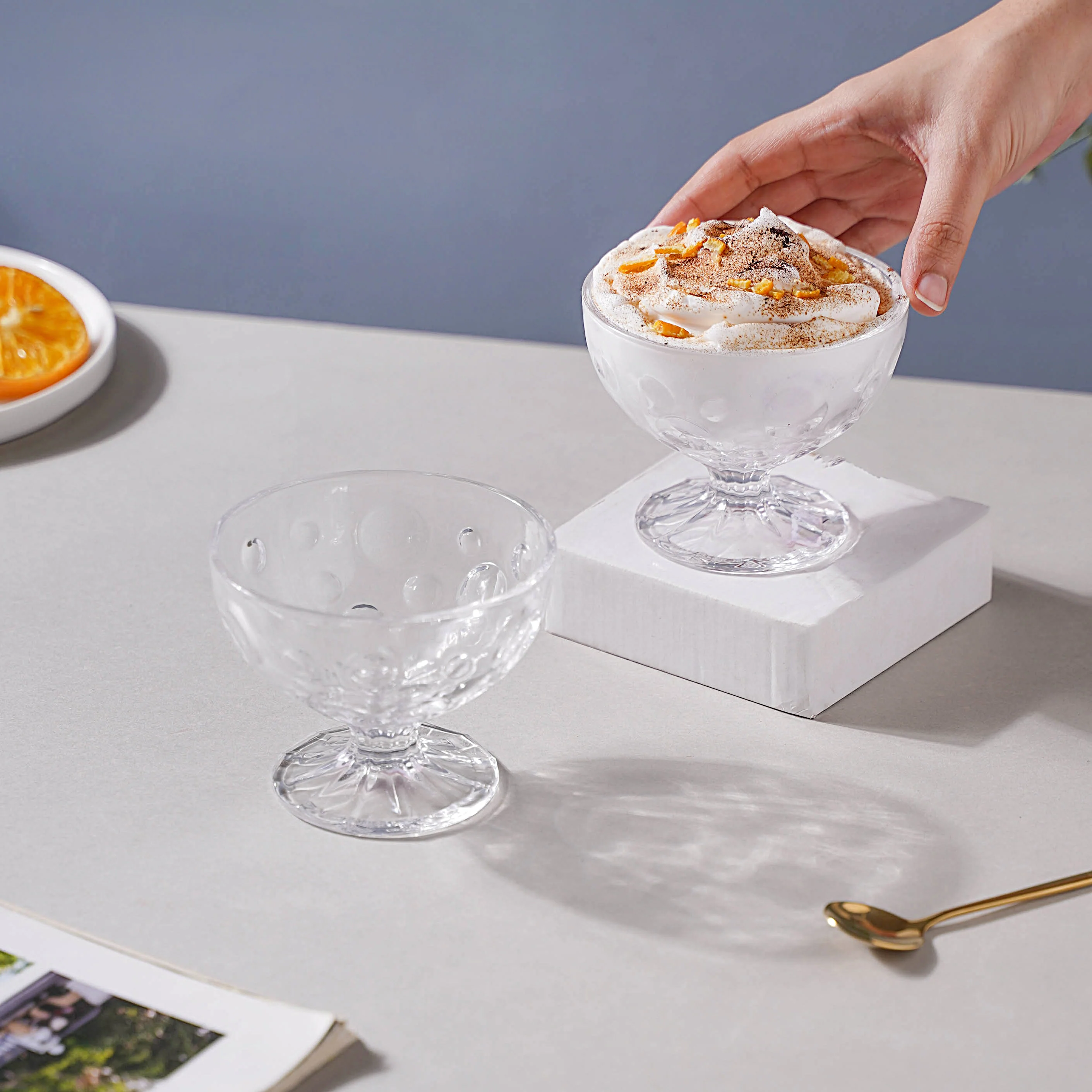 Dotty Glass Ice Cream Bowl Set of 2 - Image 2