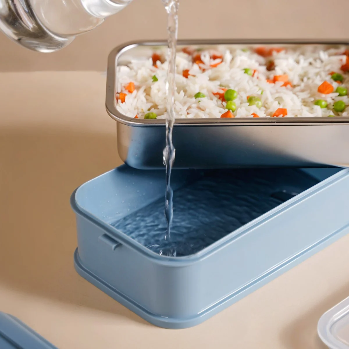 Double Decker Bento Lunch Box Blue 1400ml - Image 11