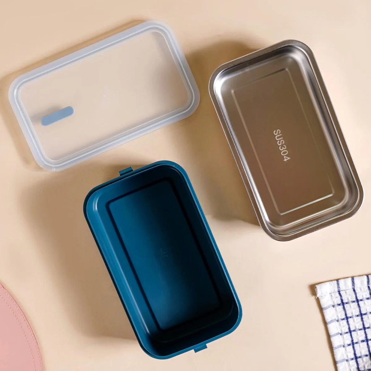 Double Decker Bento Lunch Box Blue 1400ml - Image 13