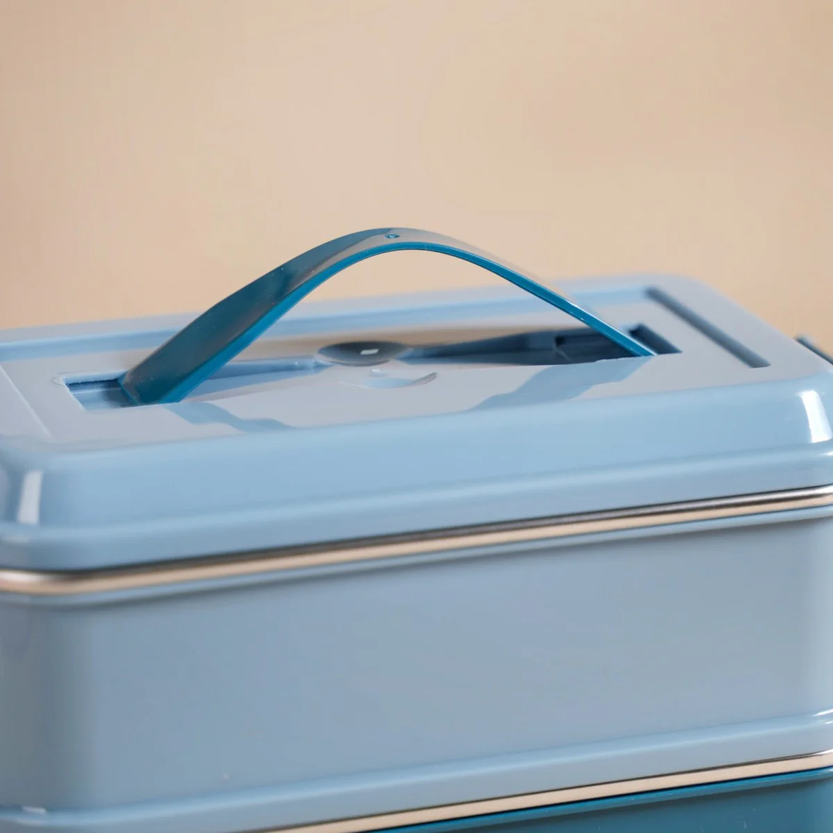 Double Decker Bento Lunch Box Blue 1400ml - Image 9