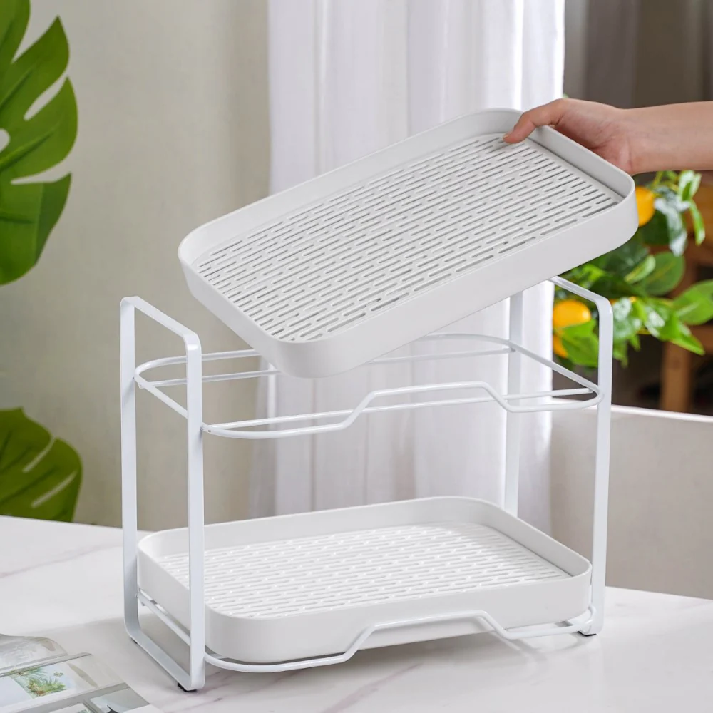 Double Decker Metal Organiser Rack White - Image 9