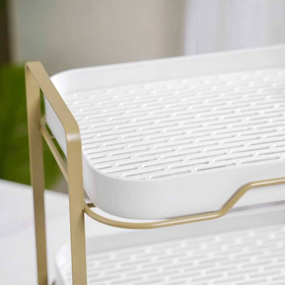 Double Decker Organiser Rack White Gold - Image 10