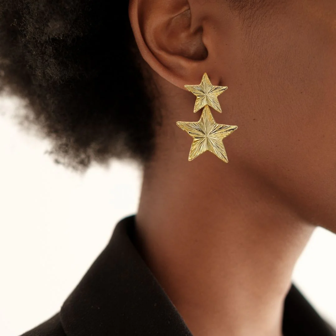 Double Star Dangle Earrings - Image 2
