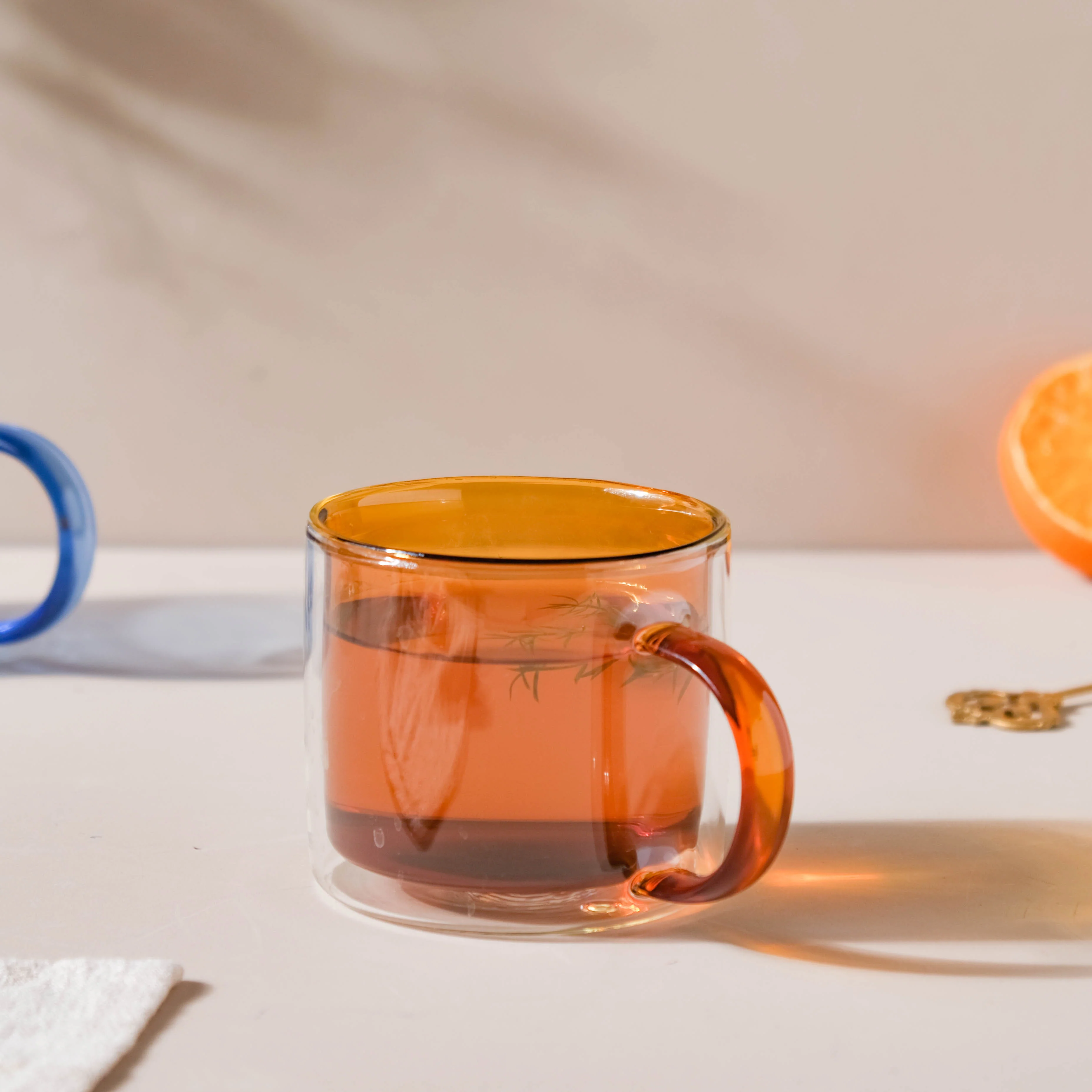 Double Wall Glass Mug Brown - Image 3