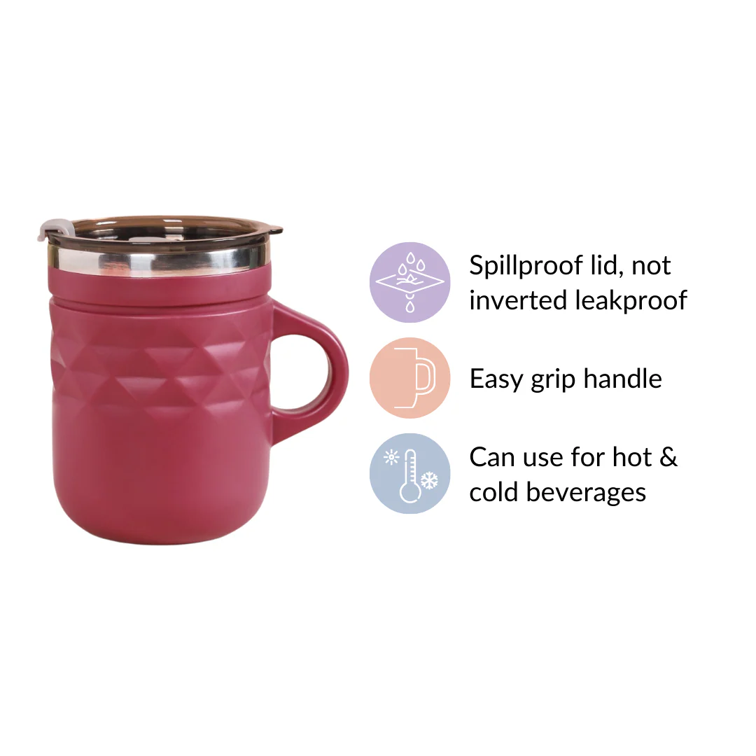 Travel Mug With Lid Magenta 400ml - Image 6