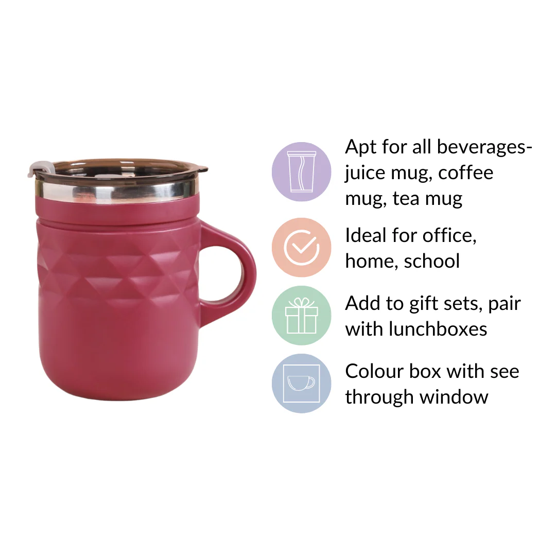 Travel Mug With Lid Magenta 400ml - Image 7