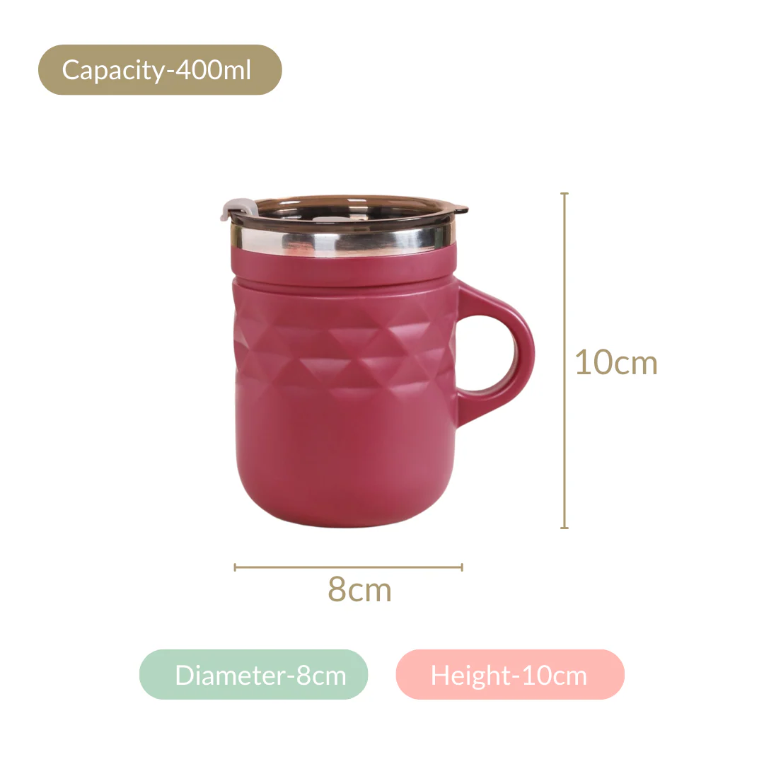 Travel Mug With Lid Magenta 400ml - Image 8