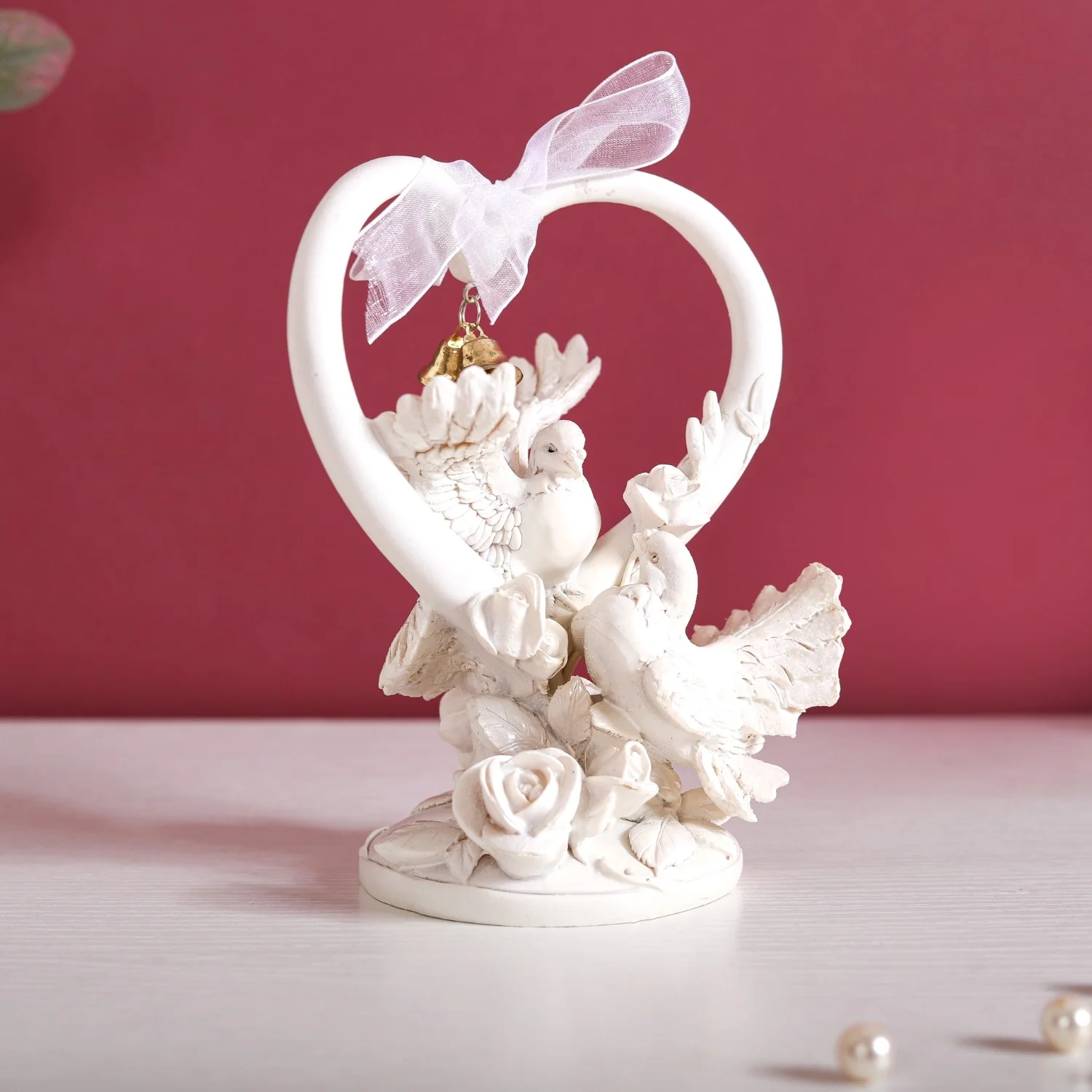Doves Couple Showpiece Decor White - Image 7