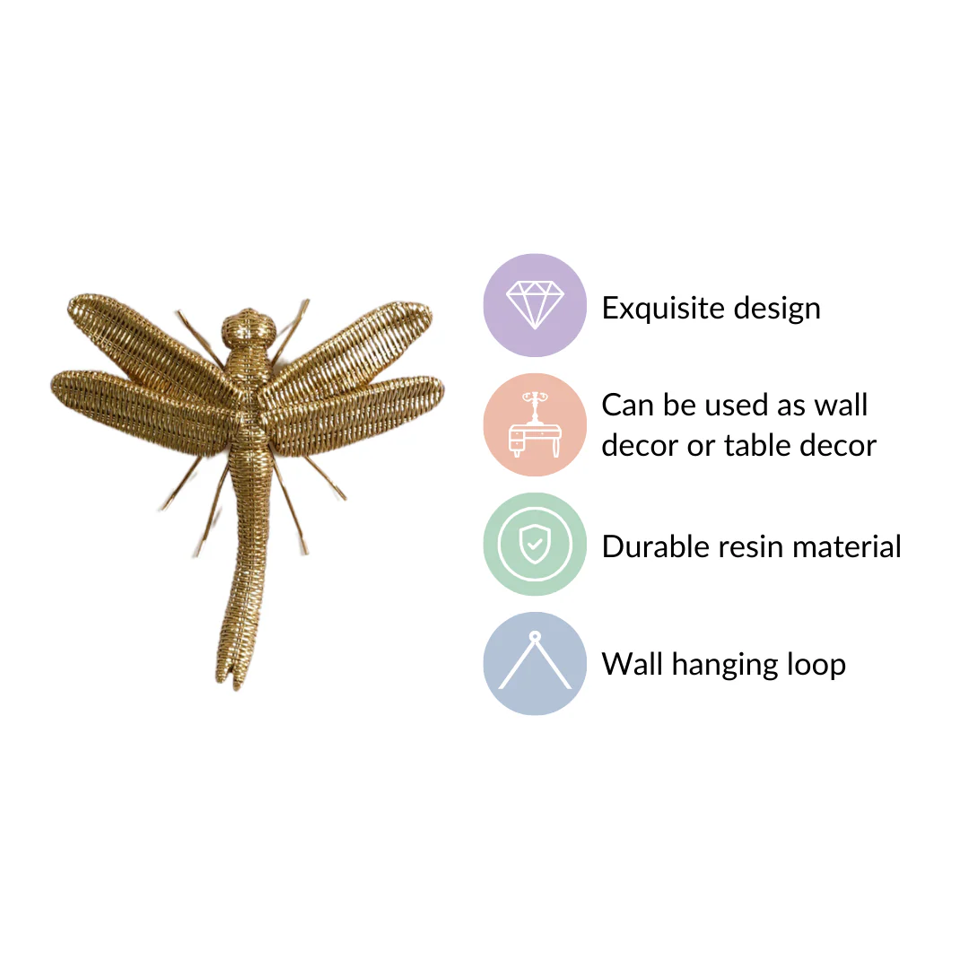 Dragonfly Wall Decor Gold - Image 6