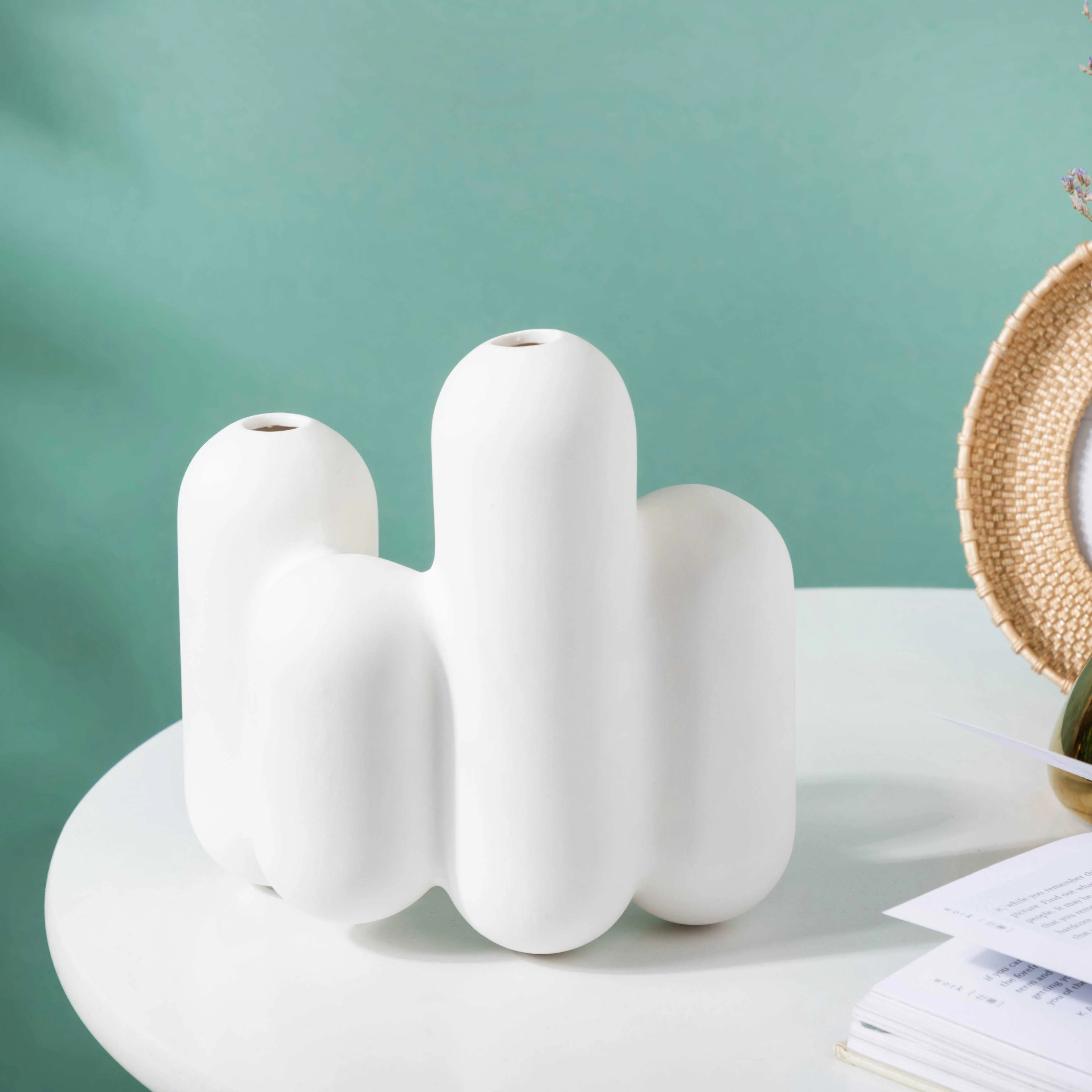 Dual Bud Ceramic Vase - Image 6