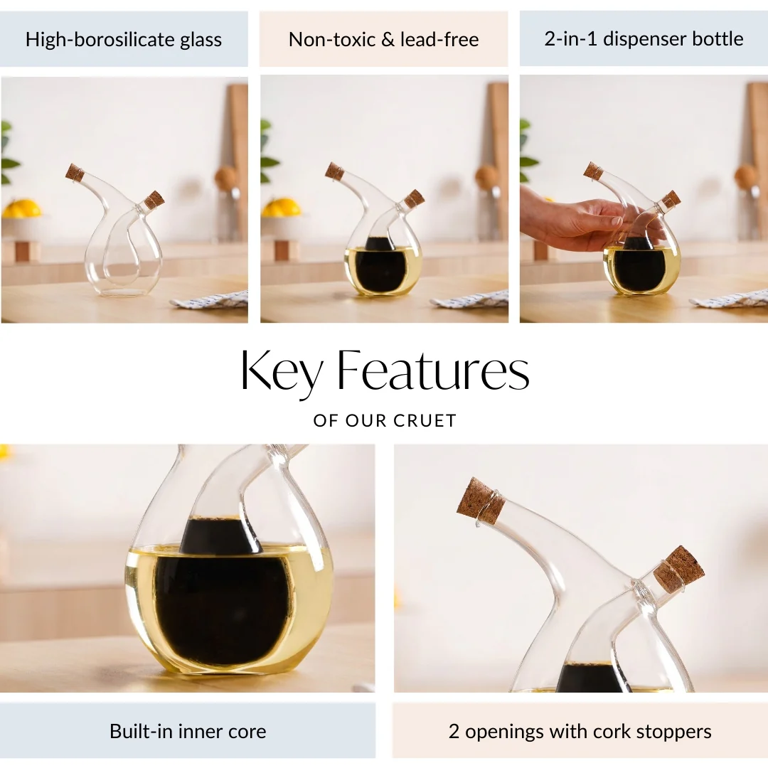 Dual Drop Design Glass Cruet Dispenser For Infused Oils - Image 4