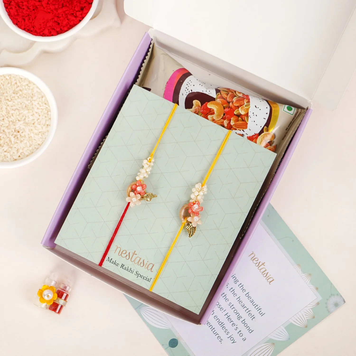 Dual Flower Rakhi Gift Set - Image 5