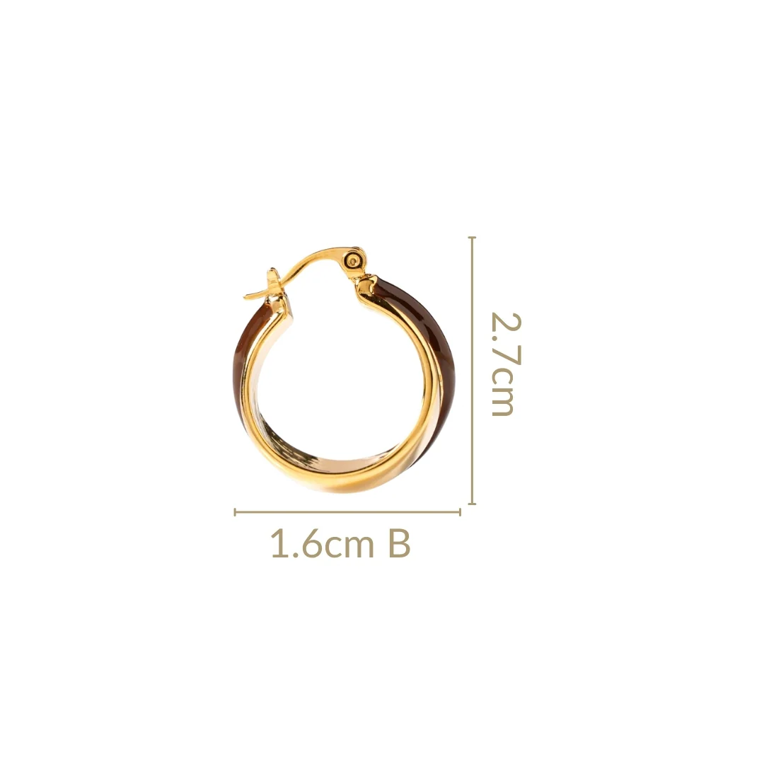 Dual Hoop Earrings Brown - Image 3