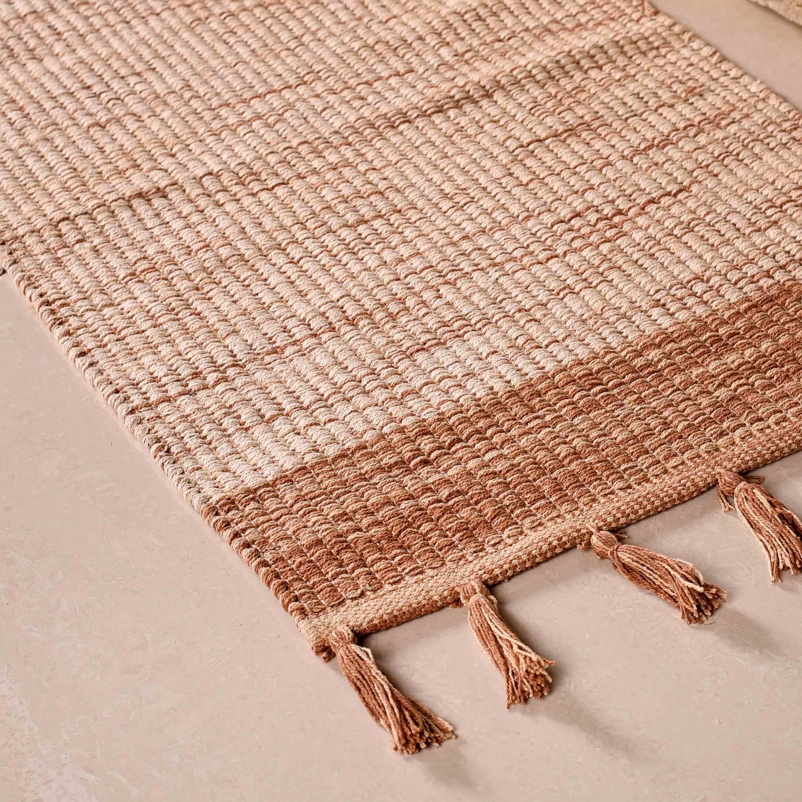 Dual Tone Handcrafted Flat Weave Soft Cotton Mat 38x20 Inch - Image 3