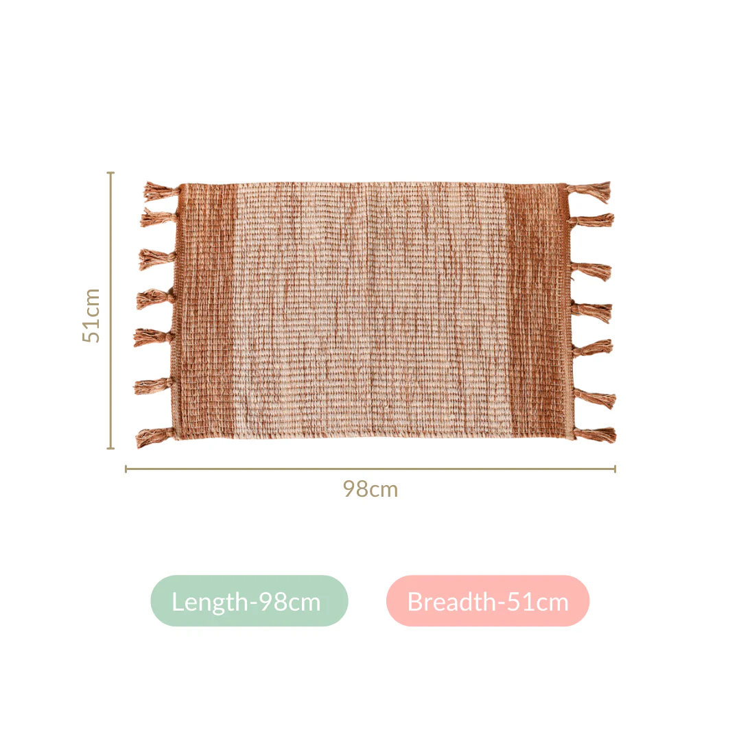 Dual Tone Handcrafted Flat Weave Soft Cotton Mat 38x20 Inch - Image 4