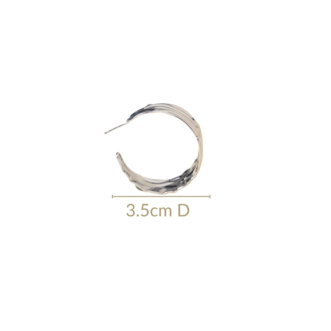 Dune Waves Chunky Silver Hoop Earrings - Image 3