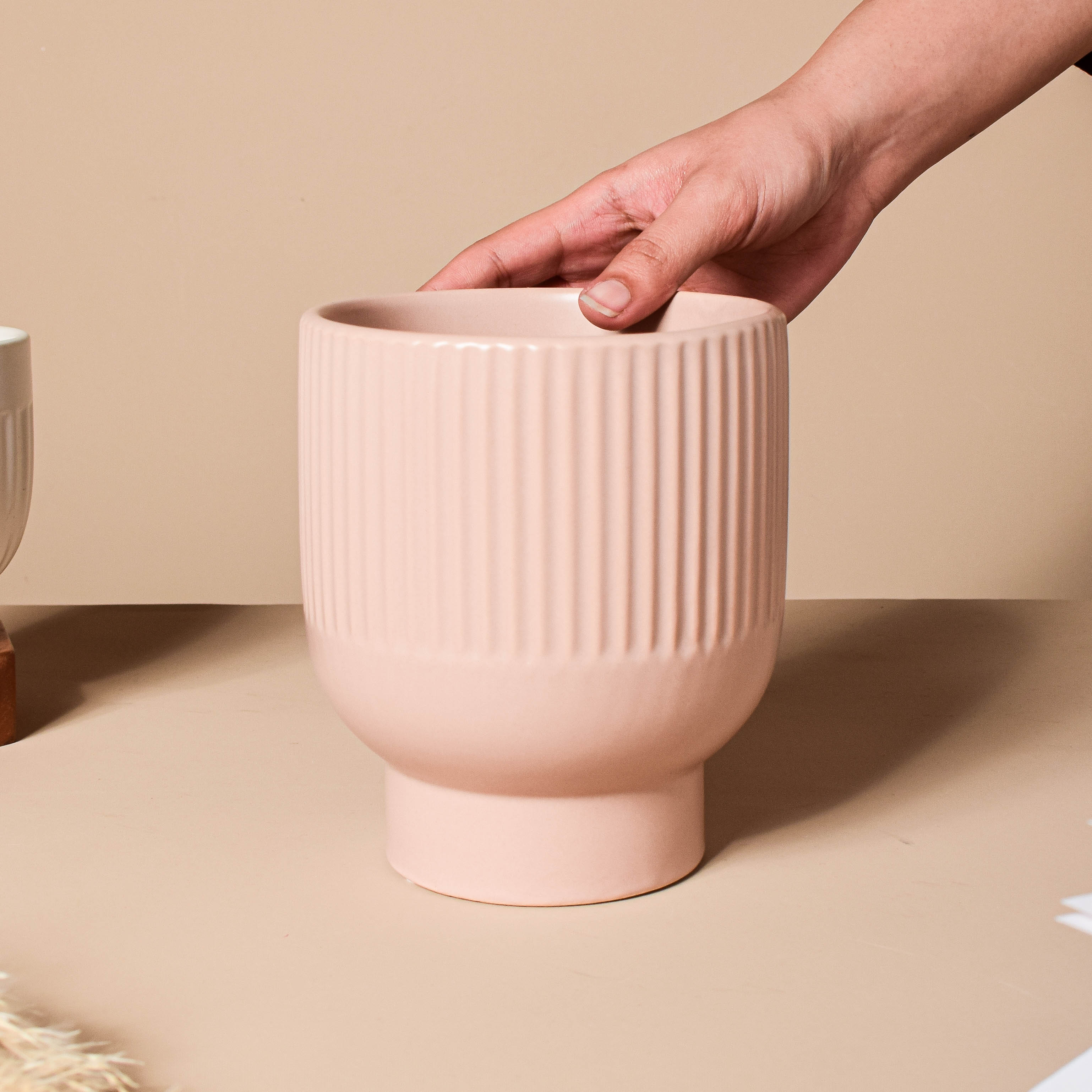 Dusky Pink Glazed Pot - Image 3