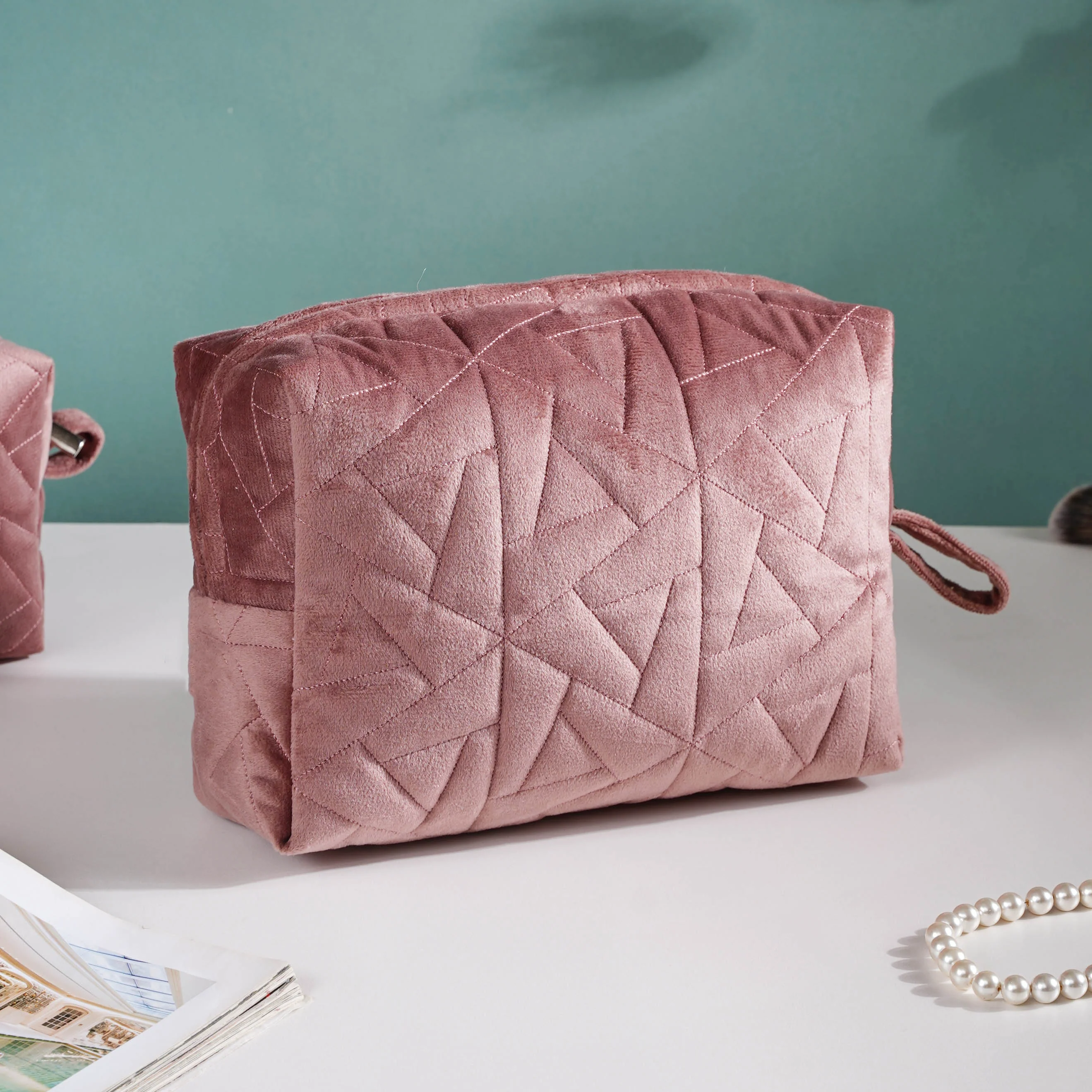 Dusty Rose Pink Cosmetic Bag Set Of 3 - Image 8
