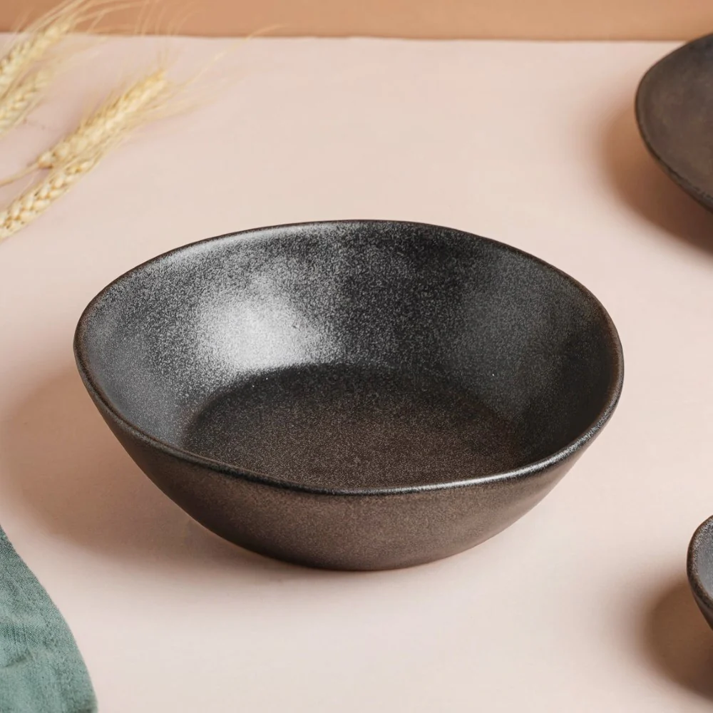 Earthen Stoneware Serving Bowl Matte Black 900 ml - Image 6