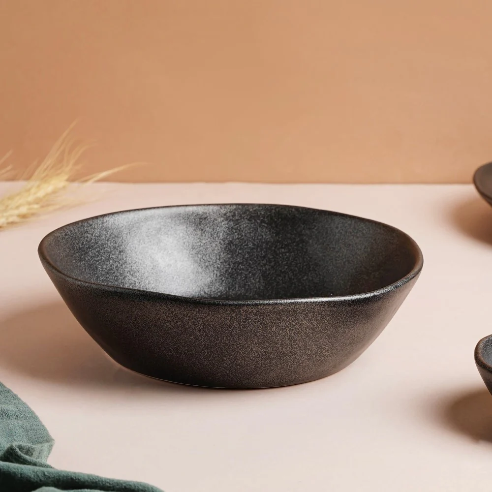 Earthen Stoneware Serving Bowl Matte Black 900 ml - Image 7
