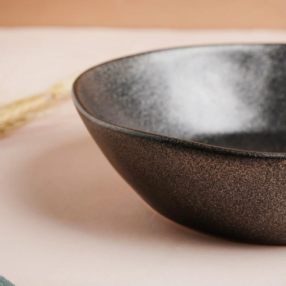 Earthen Stoneware Serving Bowl Matte Black 900 ml - Image 9