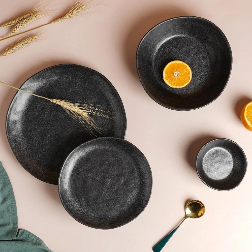 Earthen Stoneware Snack Plate Matte Black 8.5 Inch - Image 10
