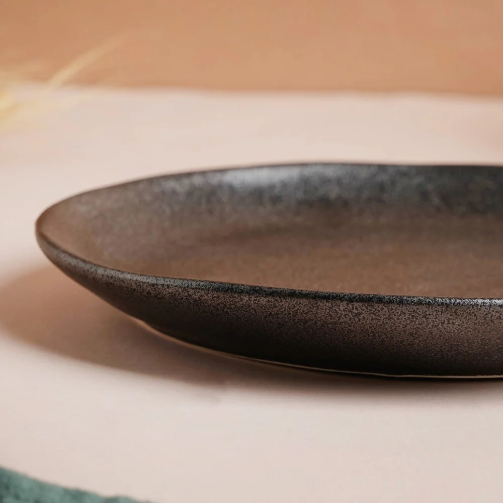 Earthen Stoneware Snack Plate Matte Black 8.5 Inch - Image 4
