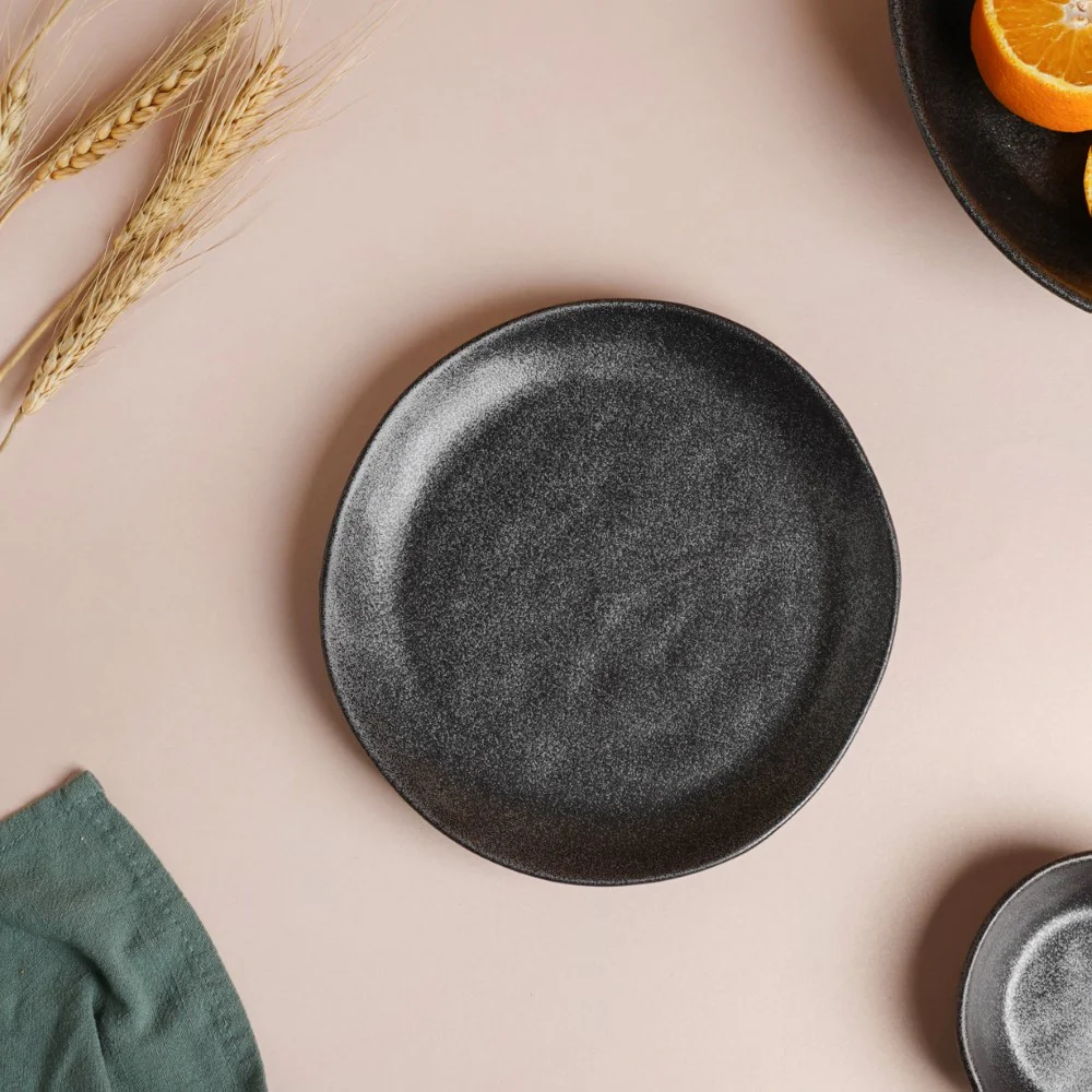 Earthen Stoneware Snack Plate Matte Black 8.5 Inch - Image 5